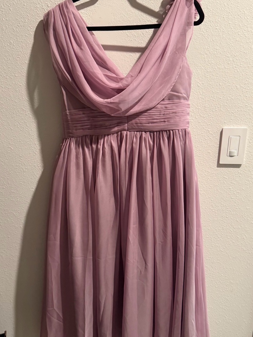 Satin-Back Chiffon Draped Lavender Wedding Dress